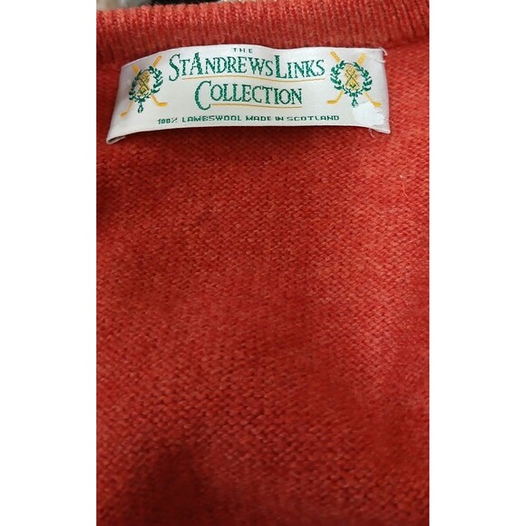 Vintage St Andrews Links Lambswool Vest XL Red The Old Course Golf Sweater EUC - Picture 4 of 4